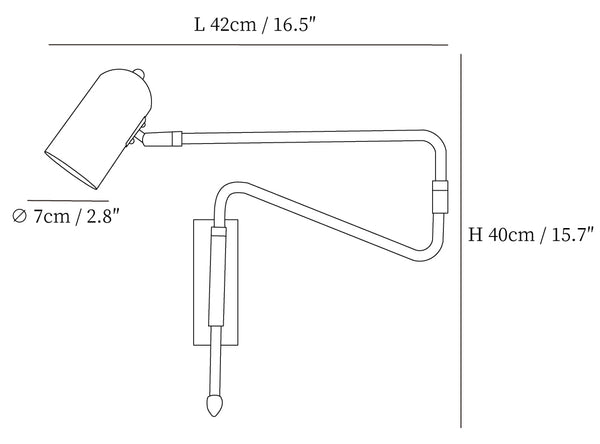 Adjustable Arm Plug In Wall Lamp