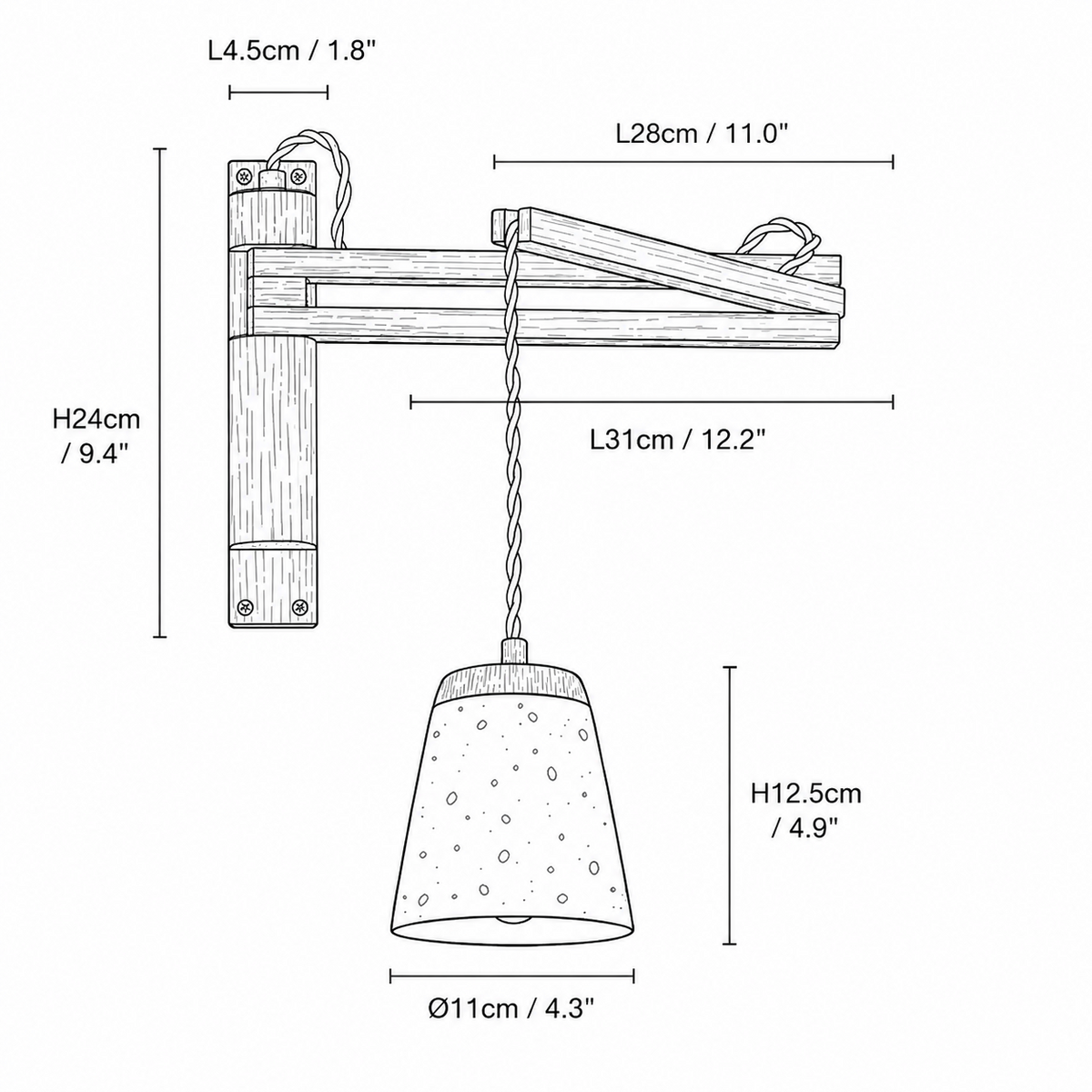 Adjustable Travertine Dome Wall Sconce