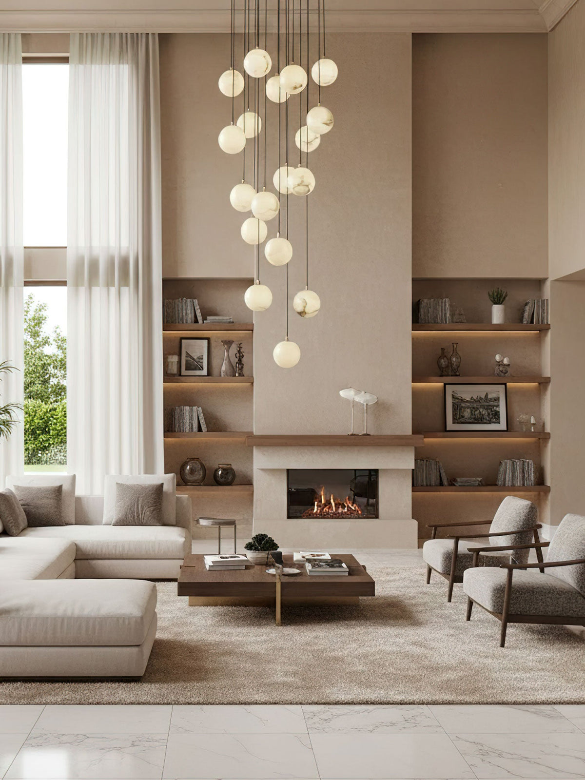 Alabaster Balls Cluster Chandelier
