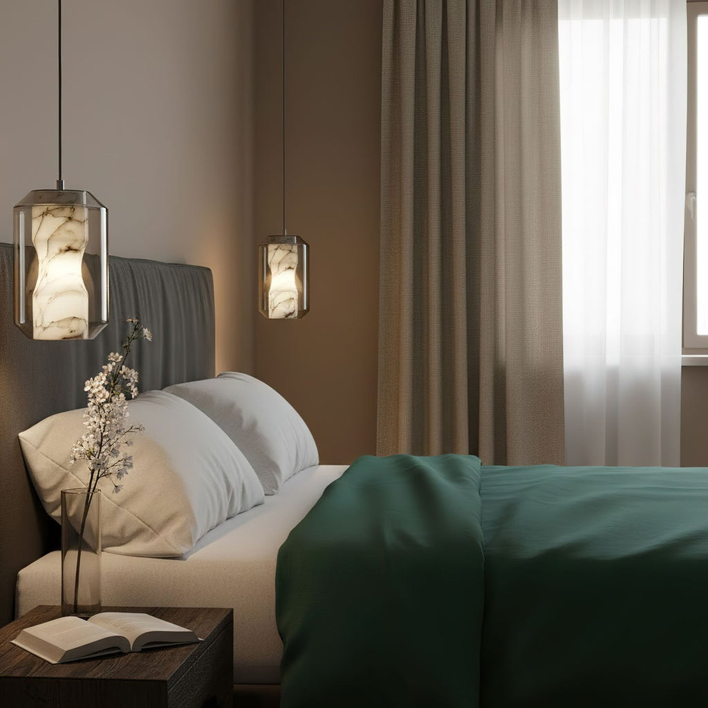 Alabaster Glass Cylinder Pendant Light