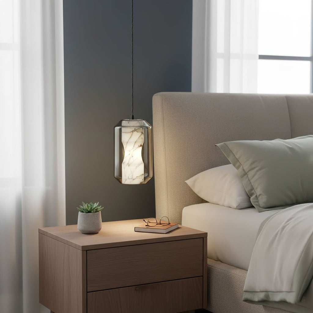 Alabaster Glass Cylinder Pendant Light