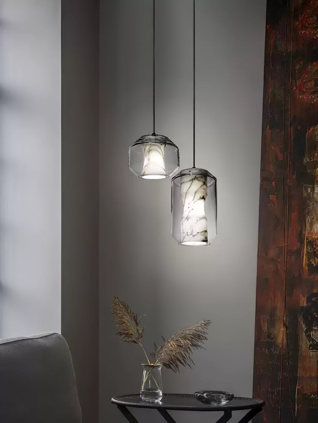 Alabaster Glass Cylinder Pendant Light