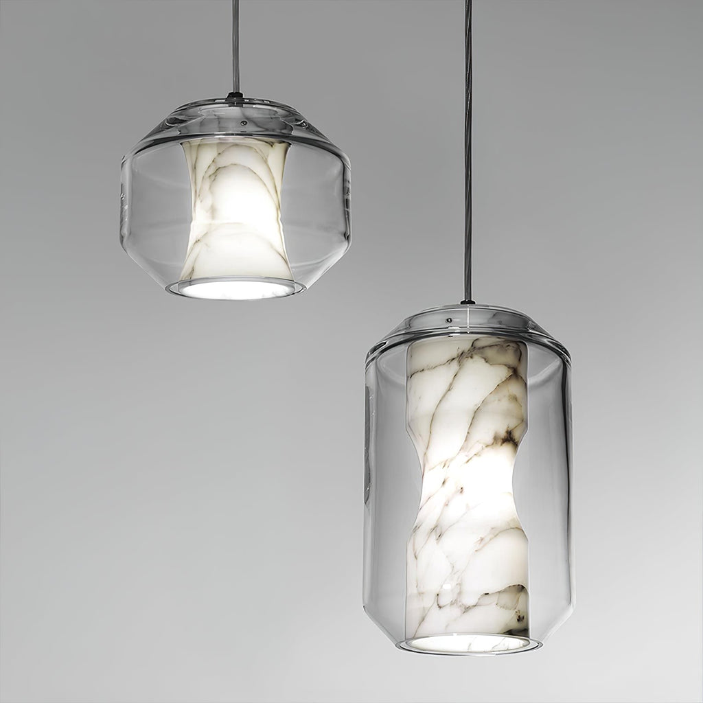 Alabaster Glass Cylinder Pendant Light