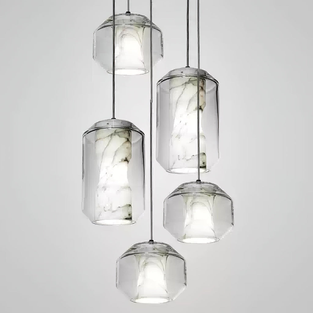 Alabaster Glass Cylinder Pendant Light