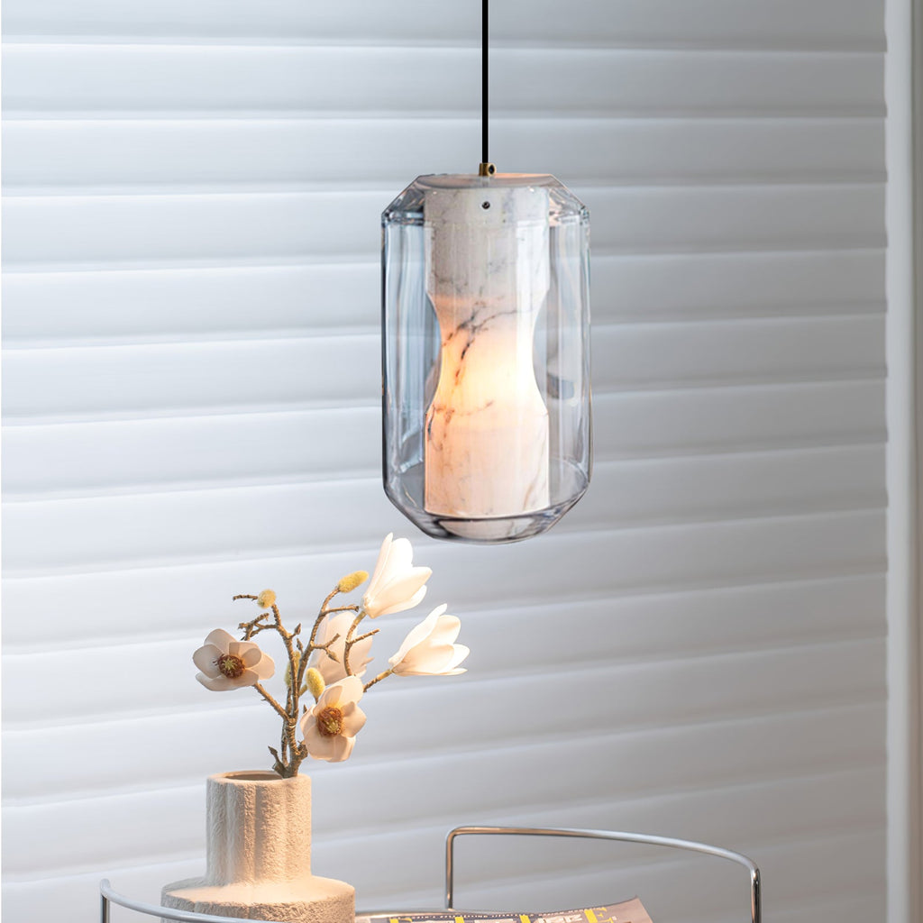 Alabaster Glass Cylinder Pendant Light