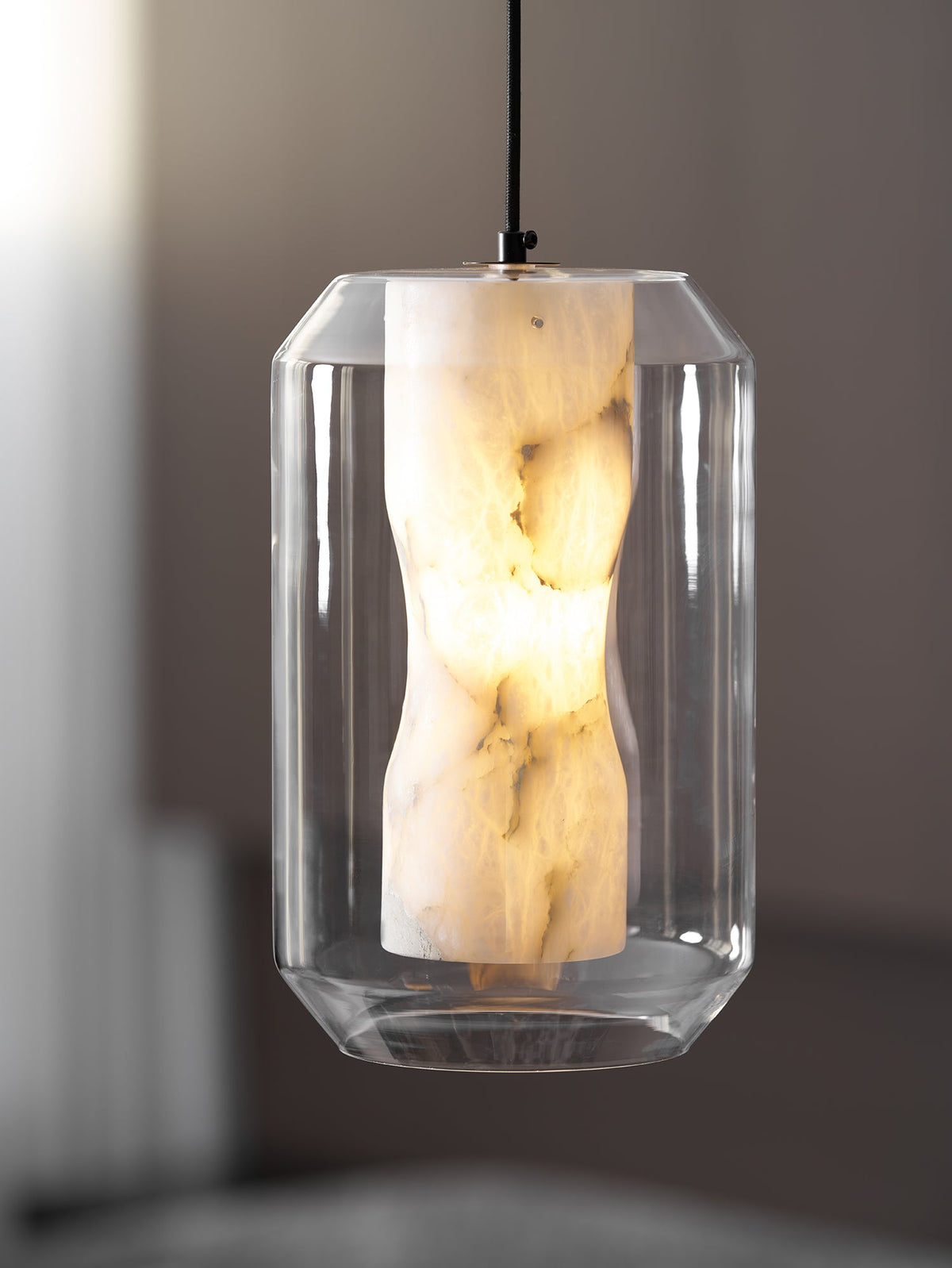Alabaster Glass Cylinder Pendant Light