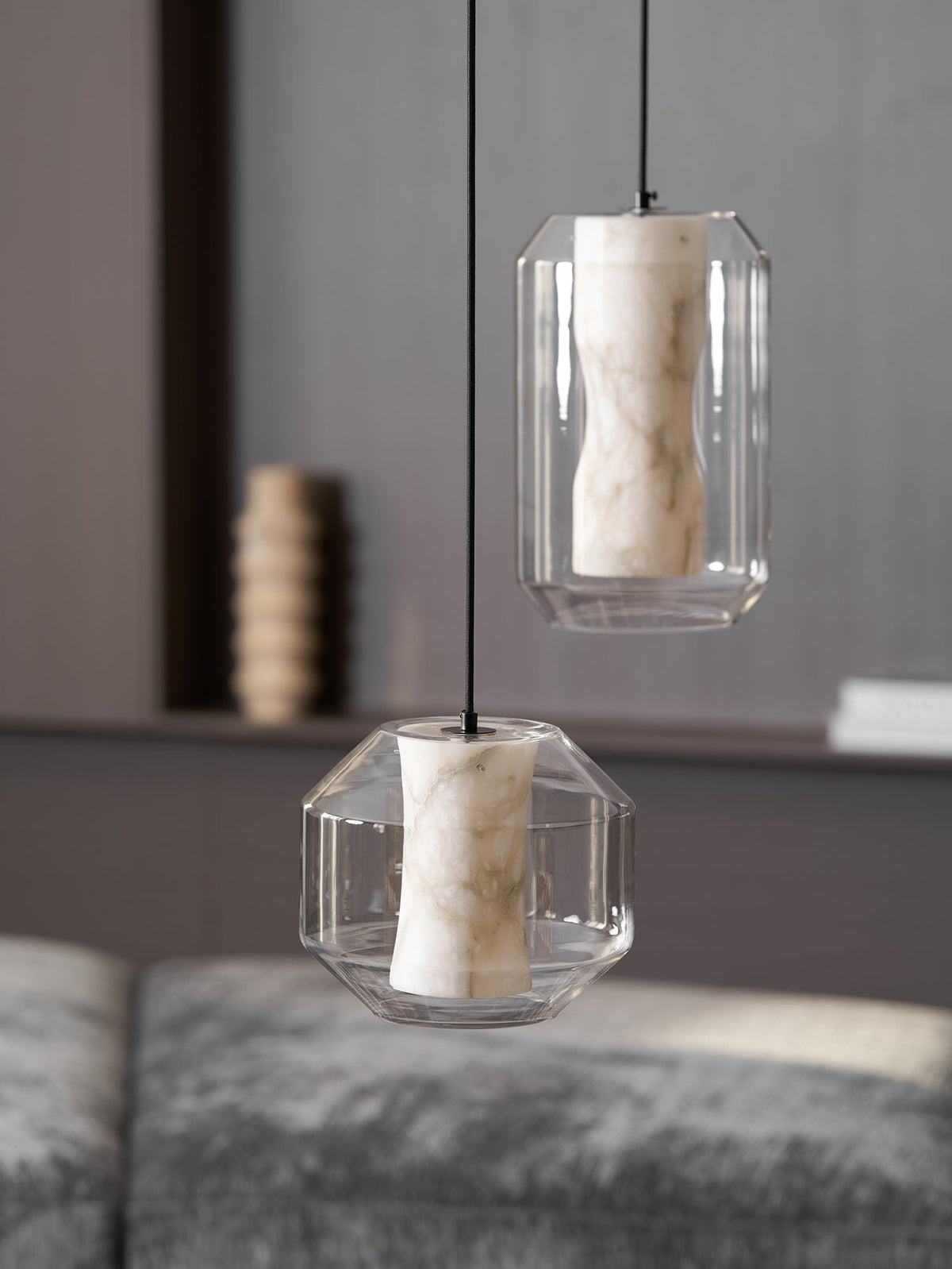 Alabaster Glass Cylinder Pendant Light
