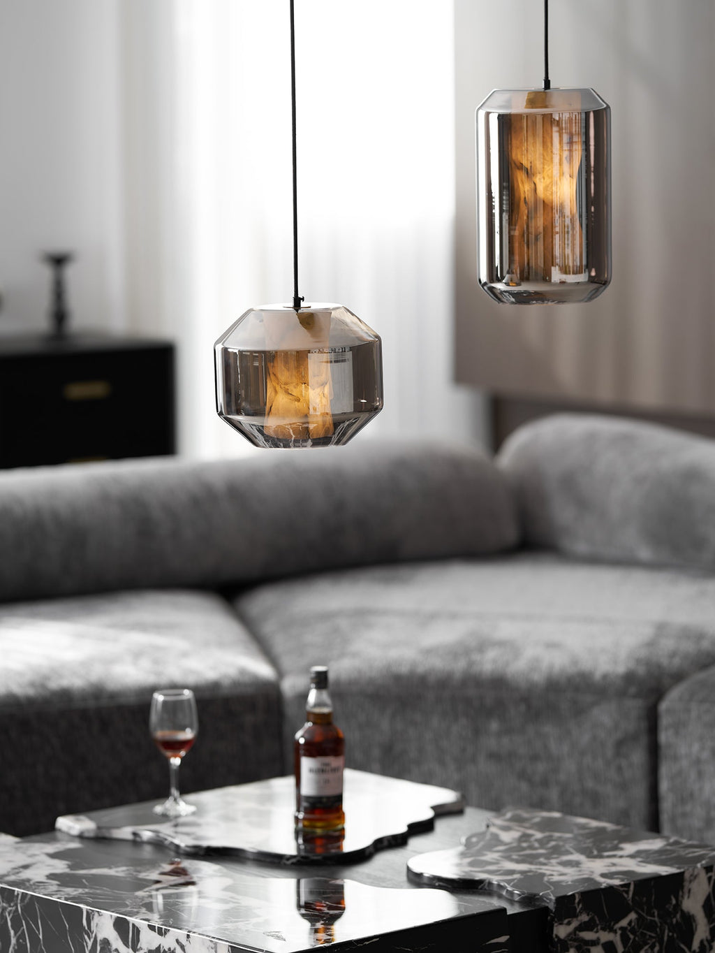 Alabaster Glass Cylinder Pendant Light
