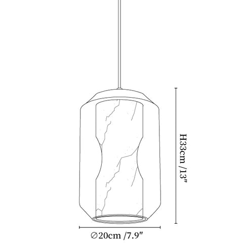 Alabaster Glass Cylinder Pendant Light