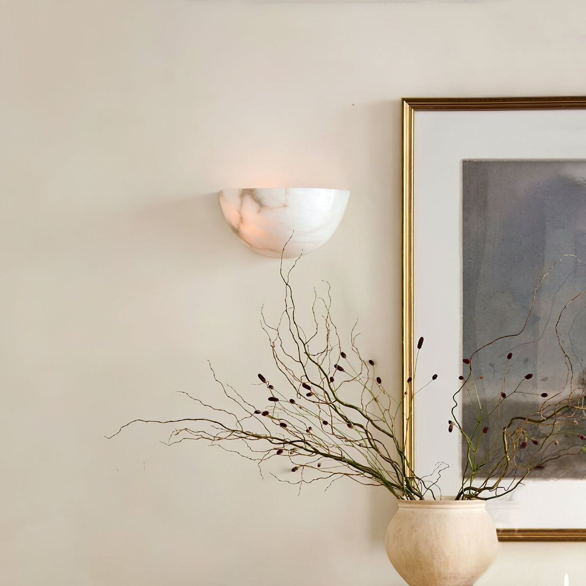 Alabaster Half - Moon Wall Sconce