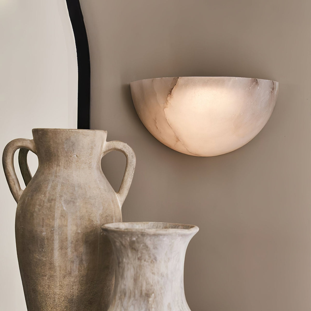 Alabaster Half - Moon Wall Sconce