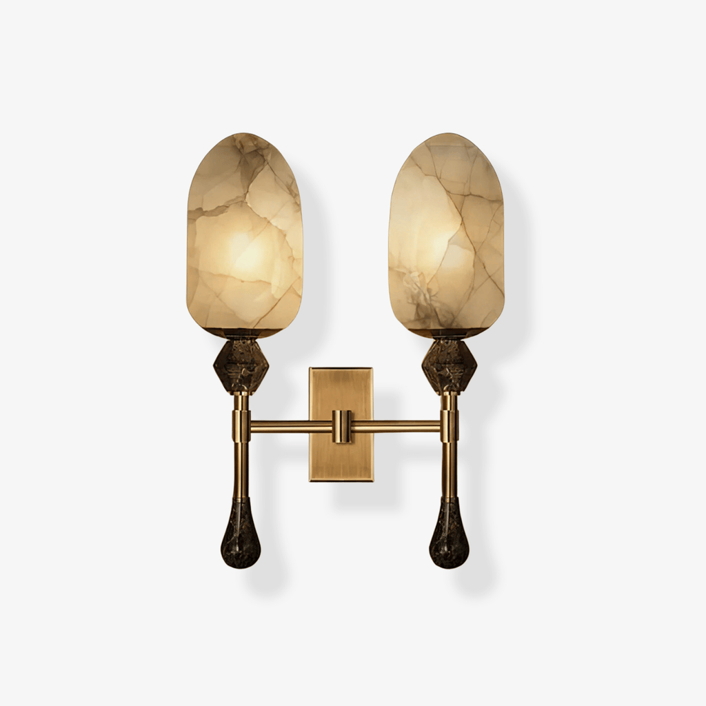 Alabaster Obelisk Double Sconce