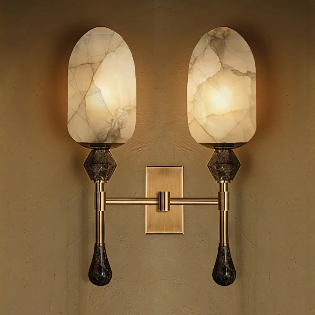Alabaster Obelisk Double Sconce