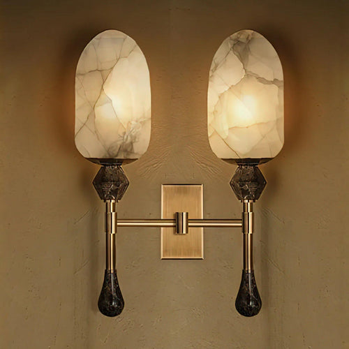 Alabaster Obelisk Double Sconce