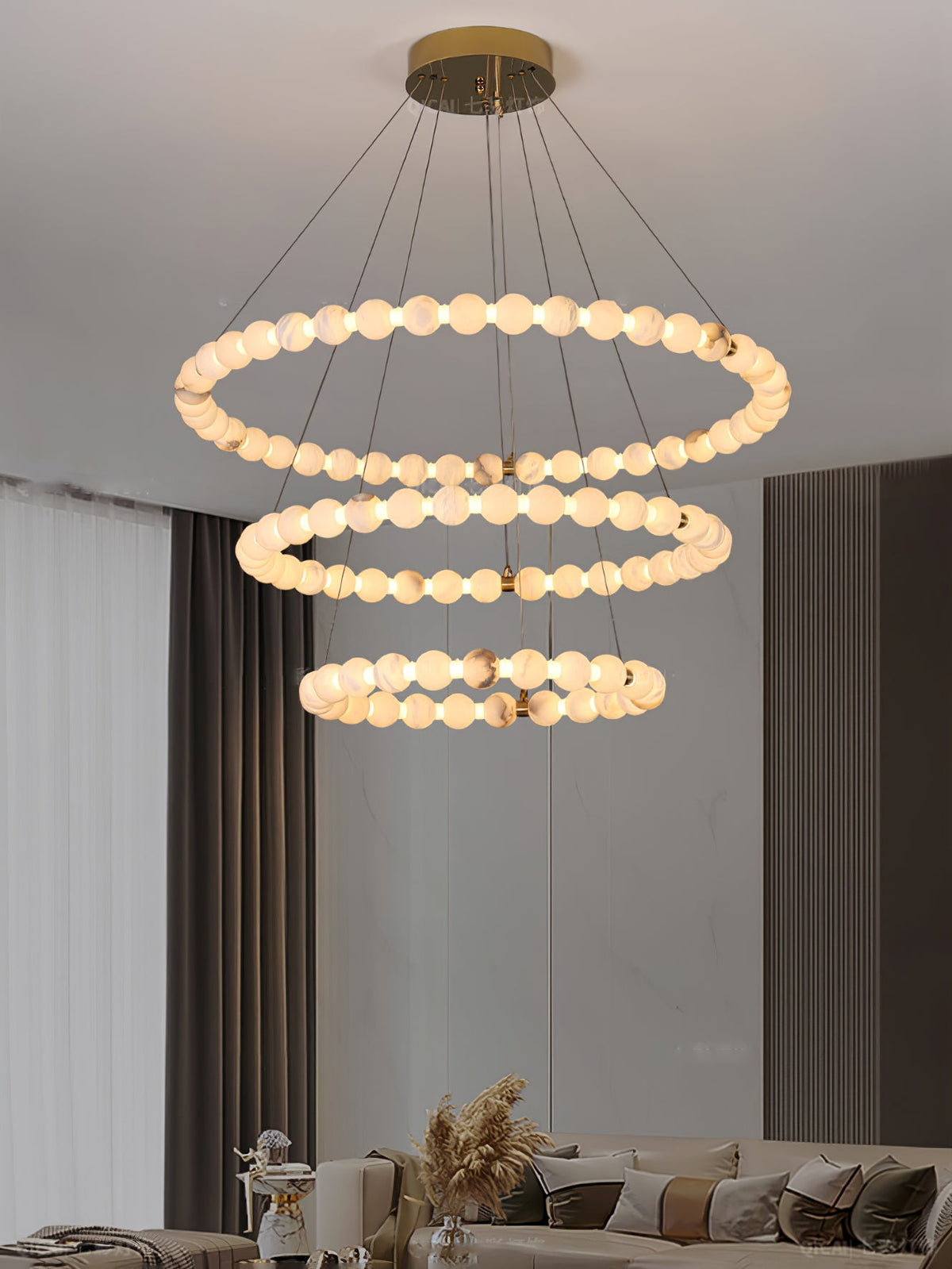 Alabaster Orb Ring Chandelier