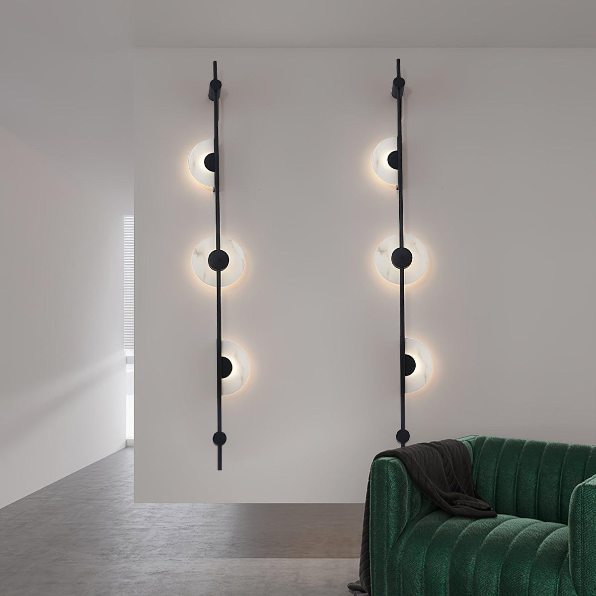 Alabaster Orb Vertical Wall Sconce