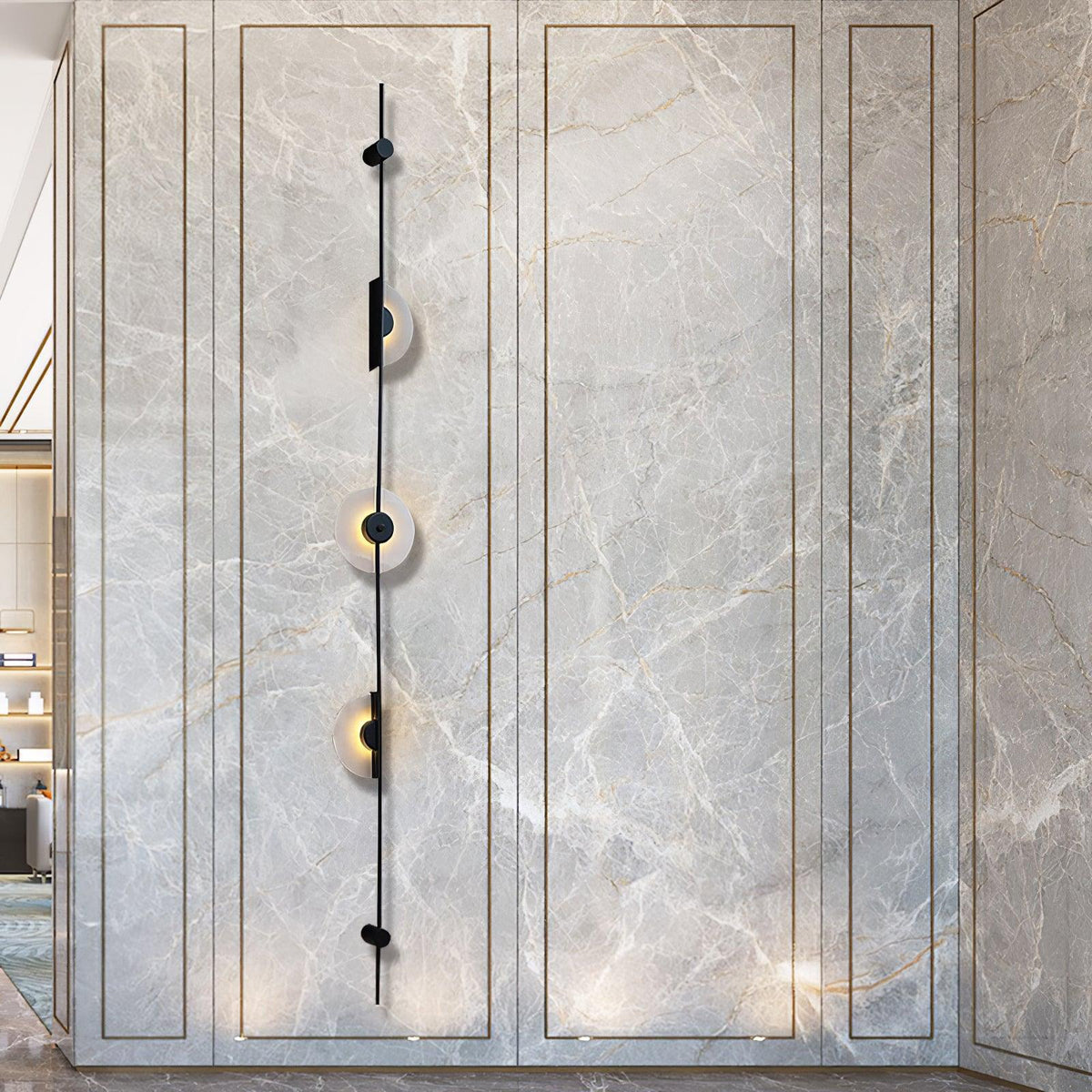 Alabaster Orb Vertical Wall Sconce