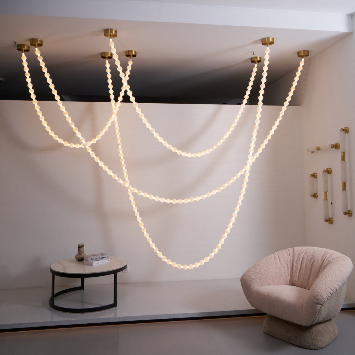 Alabaster Pearl Necklace Chandelier