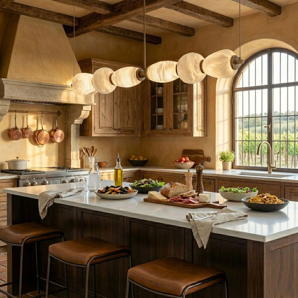 Alabaster Pebble Linear Chandelier
