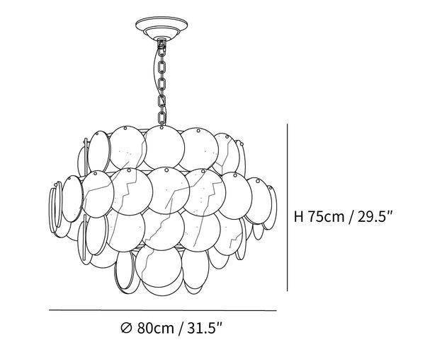 Alabaster Shell Brass Chandelier