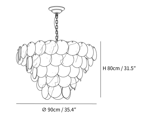 Alabaster Shell Brass Chandelier