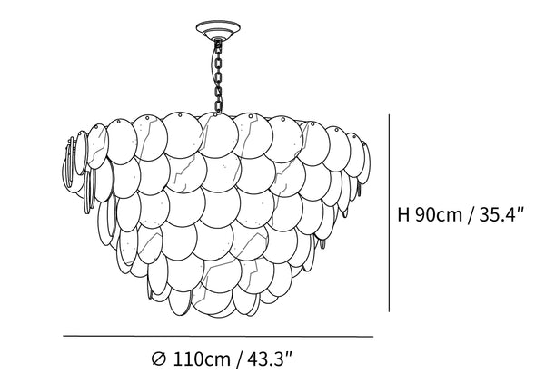 Alabaster Shell Brass Chandelier