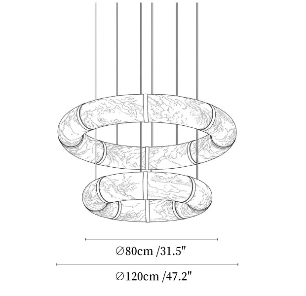 Alabaster Torus Ring Chandelier