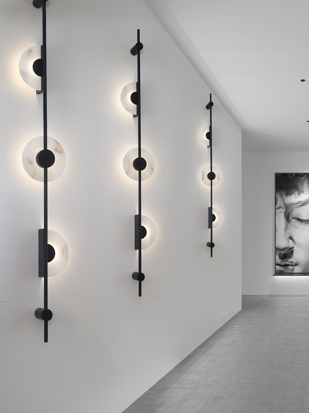 Alabaster Orb Vertical Wall Sconce