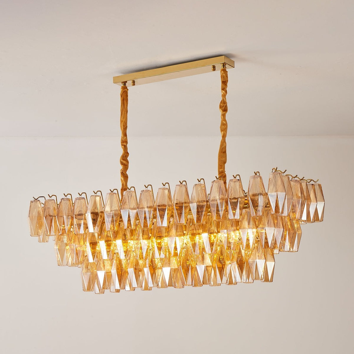 Amber Prism Glass Chandelier