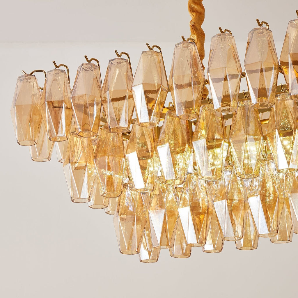 Amber Prism Glass Chandelier