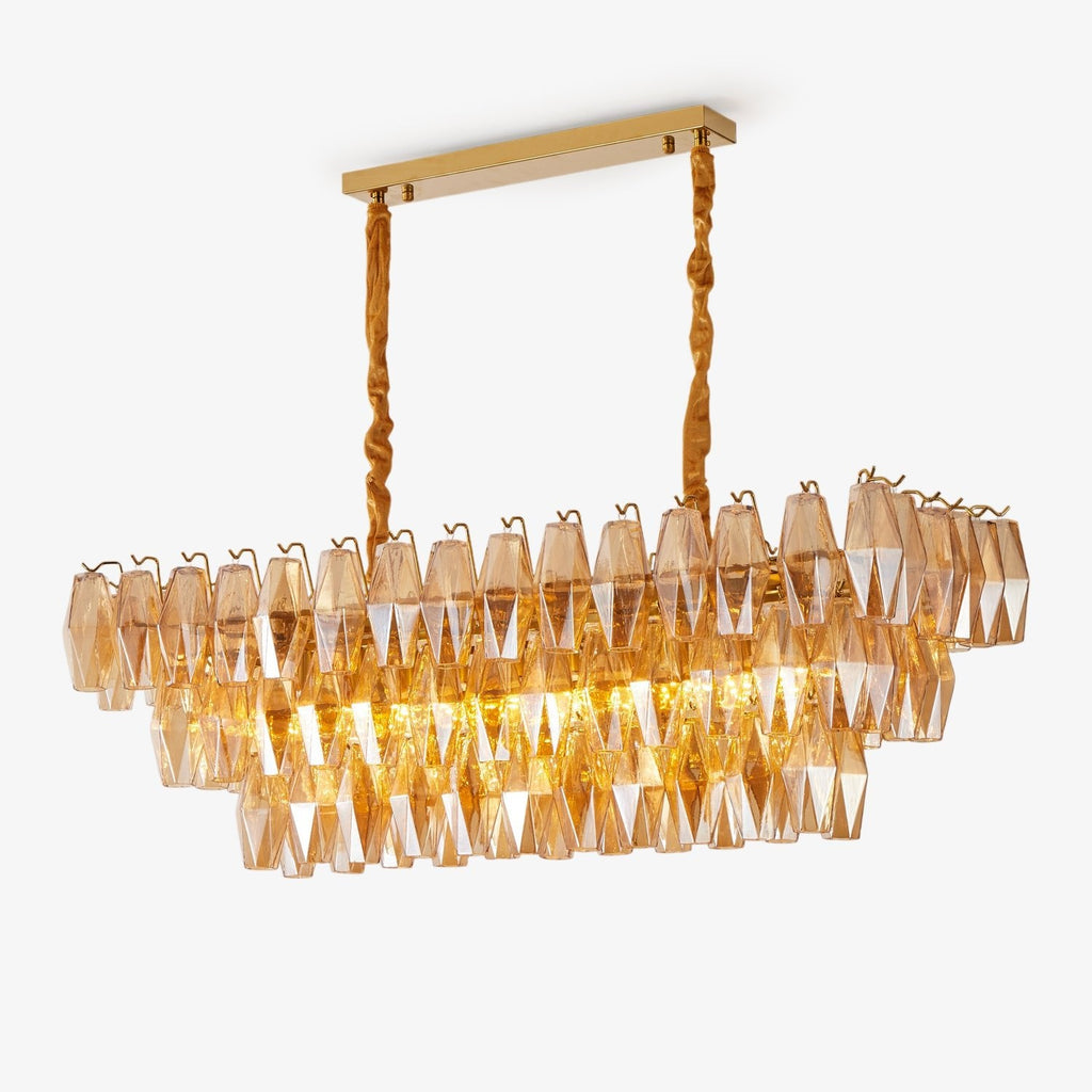 Amber Prism Glass Chandelier
