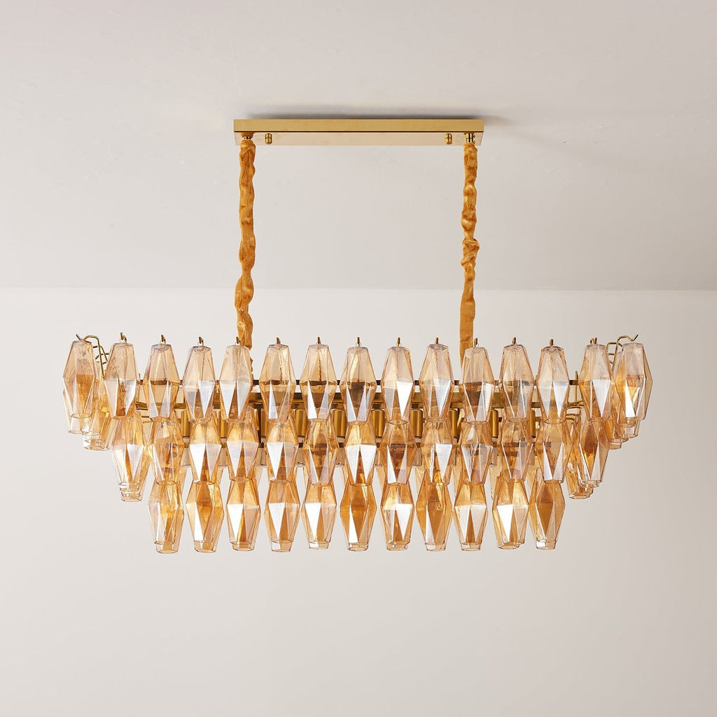 Amber Prism Glass Chandelier
