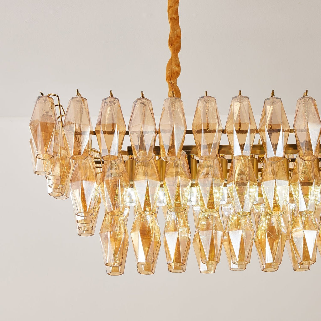 Amber Prism Glass Chandelier