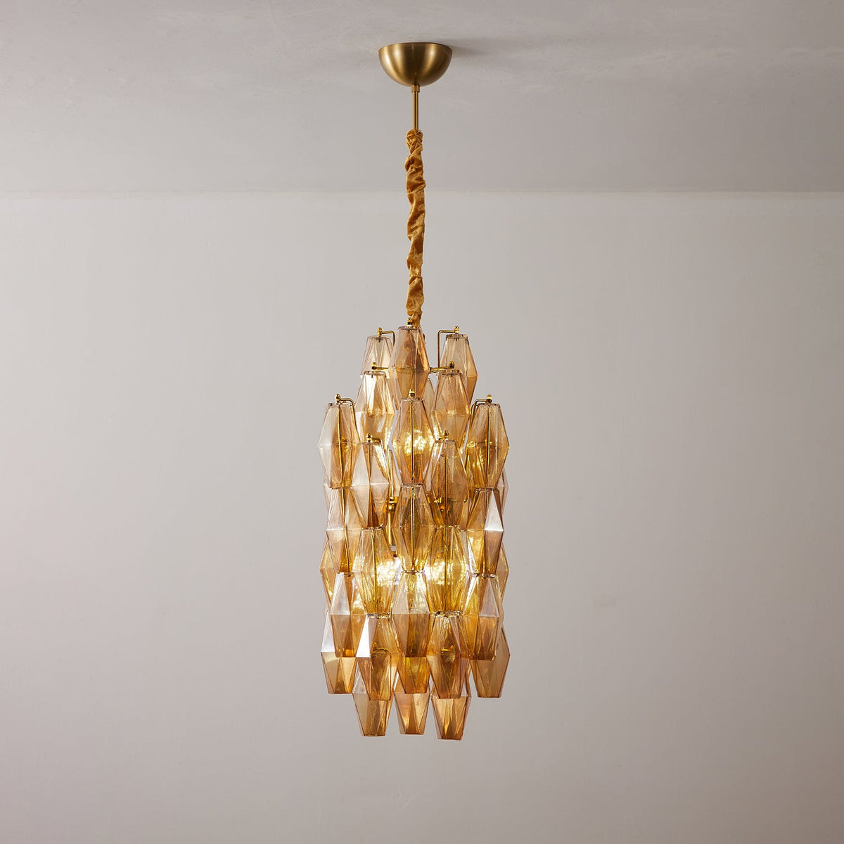 Amber Prism Long Chandelier
