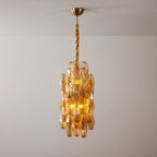 Amber Prism Long Chandelier