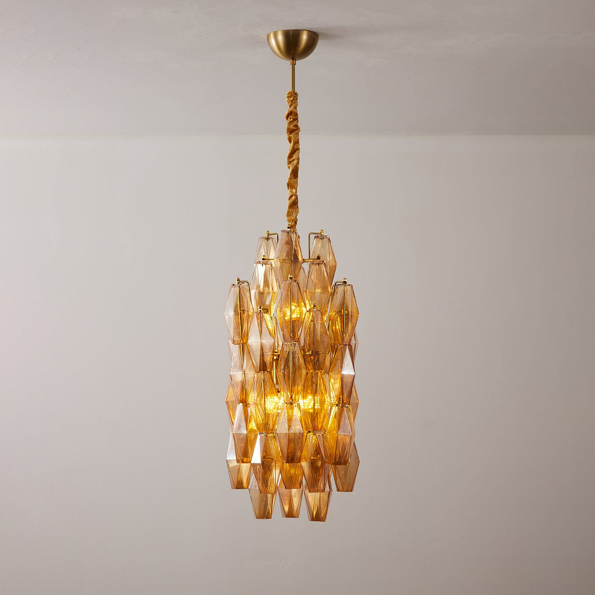 Amber Prism Long Chandelier