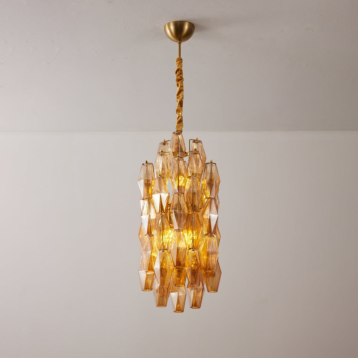 Amber Prism Long Chandelier