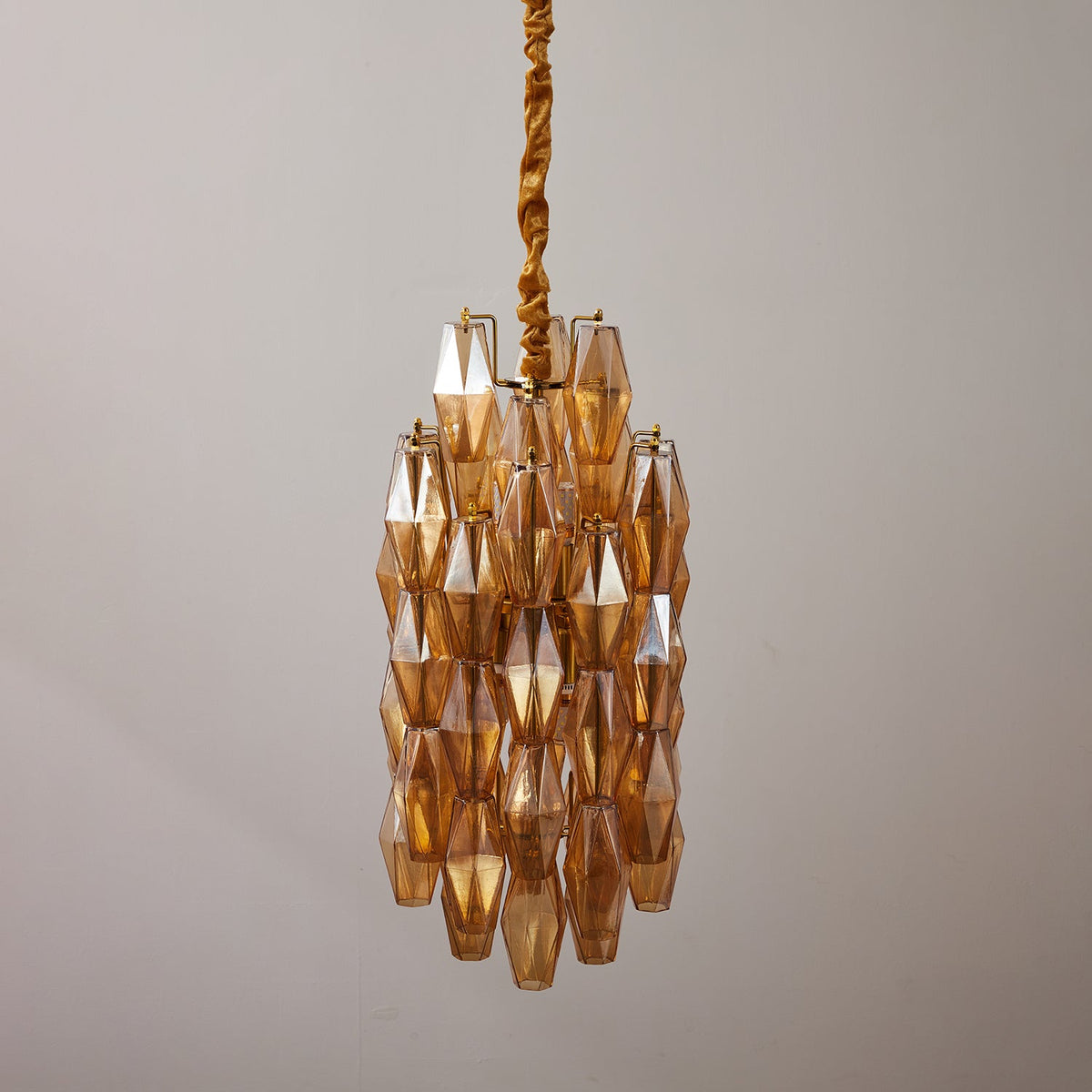 Amber Prism Long Chandelier
