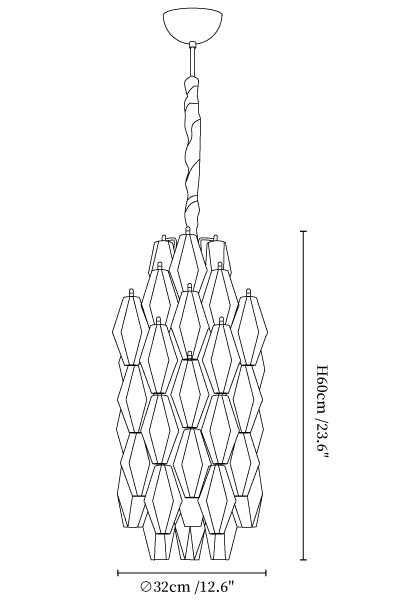 Amber Prism Long Chandelier