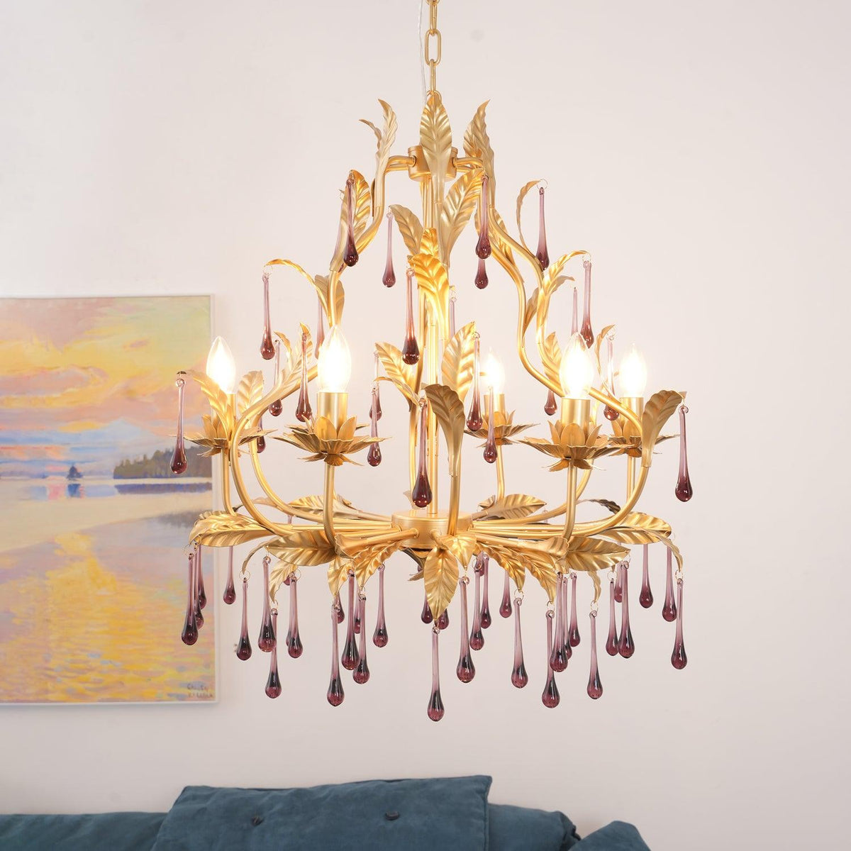 Amethyst Drops Crystal Chandelier