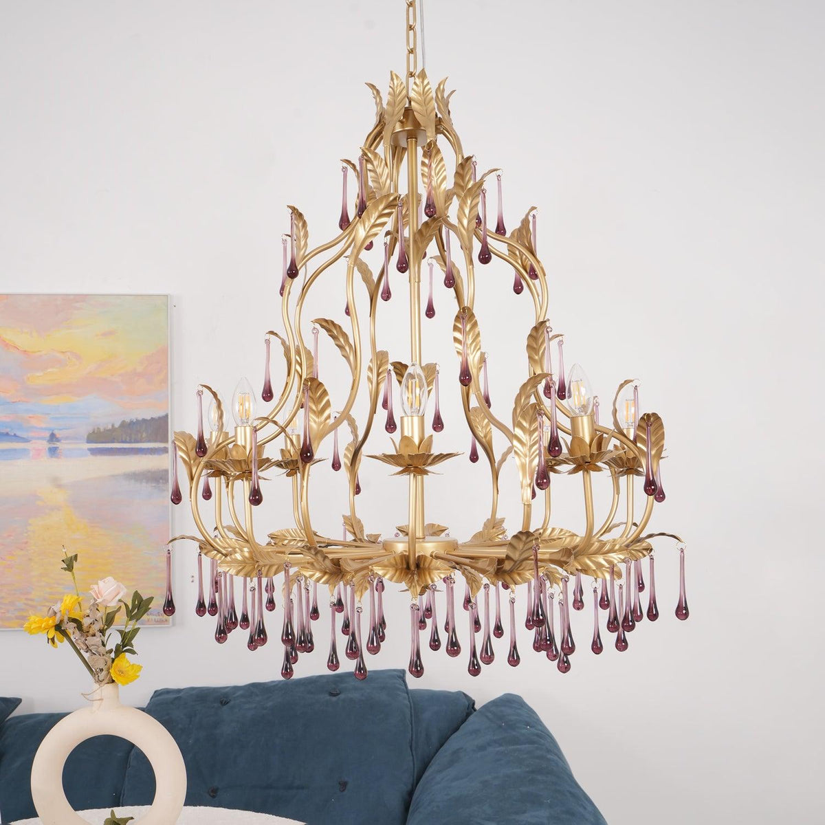 Amethyst Drops Crystal Chandelier