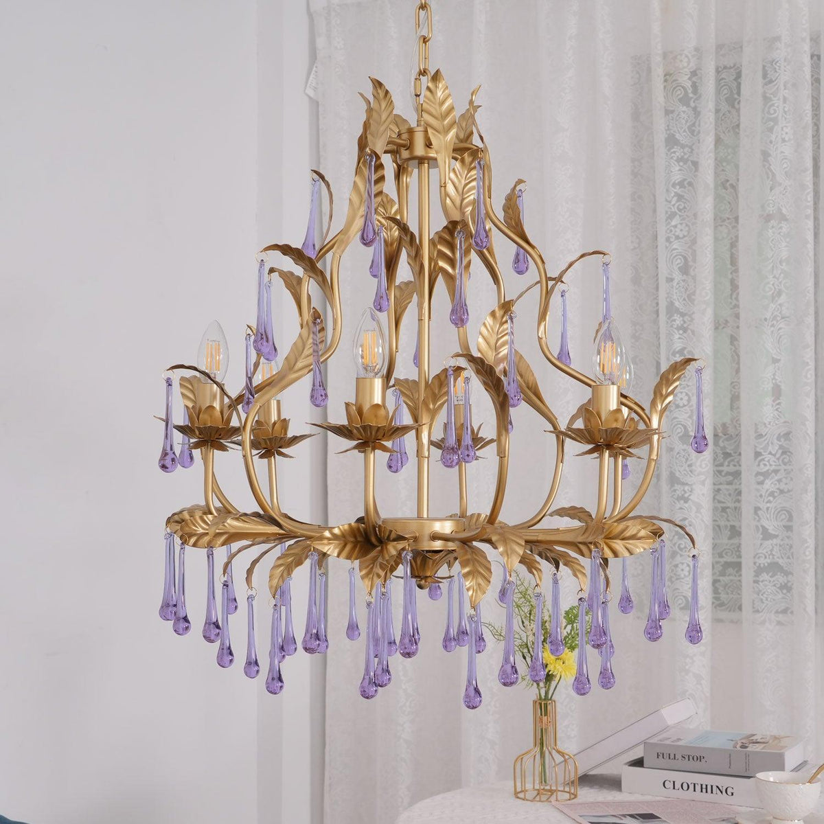 Amethyst Drops Crystal Chandelier