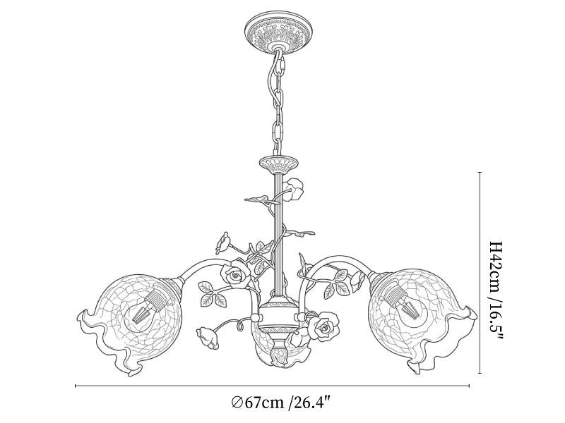 Antique Brass Rose Chandelier