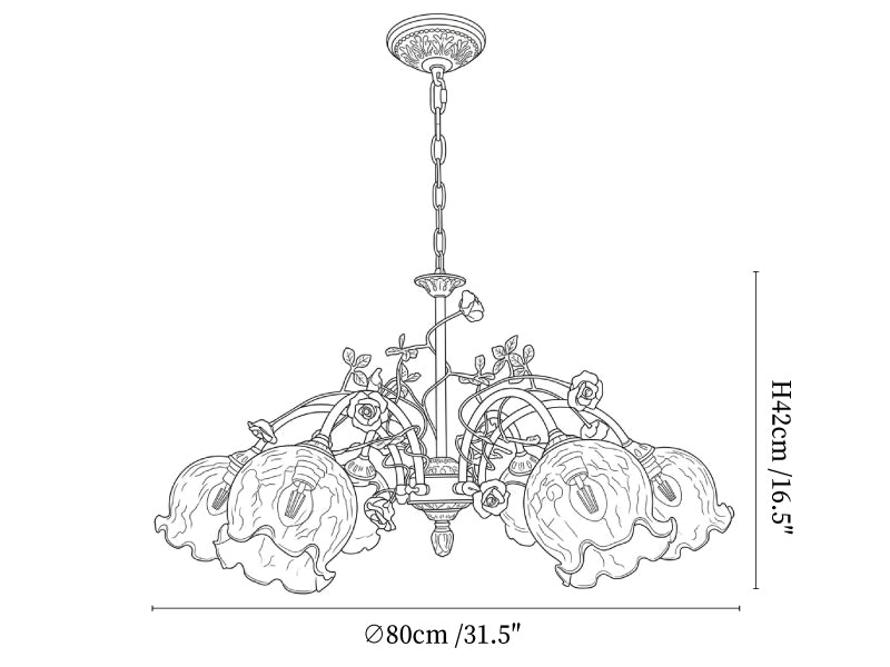 Antique Brass Rose Chandelier