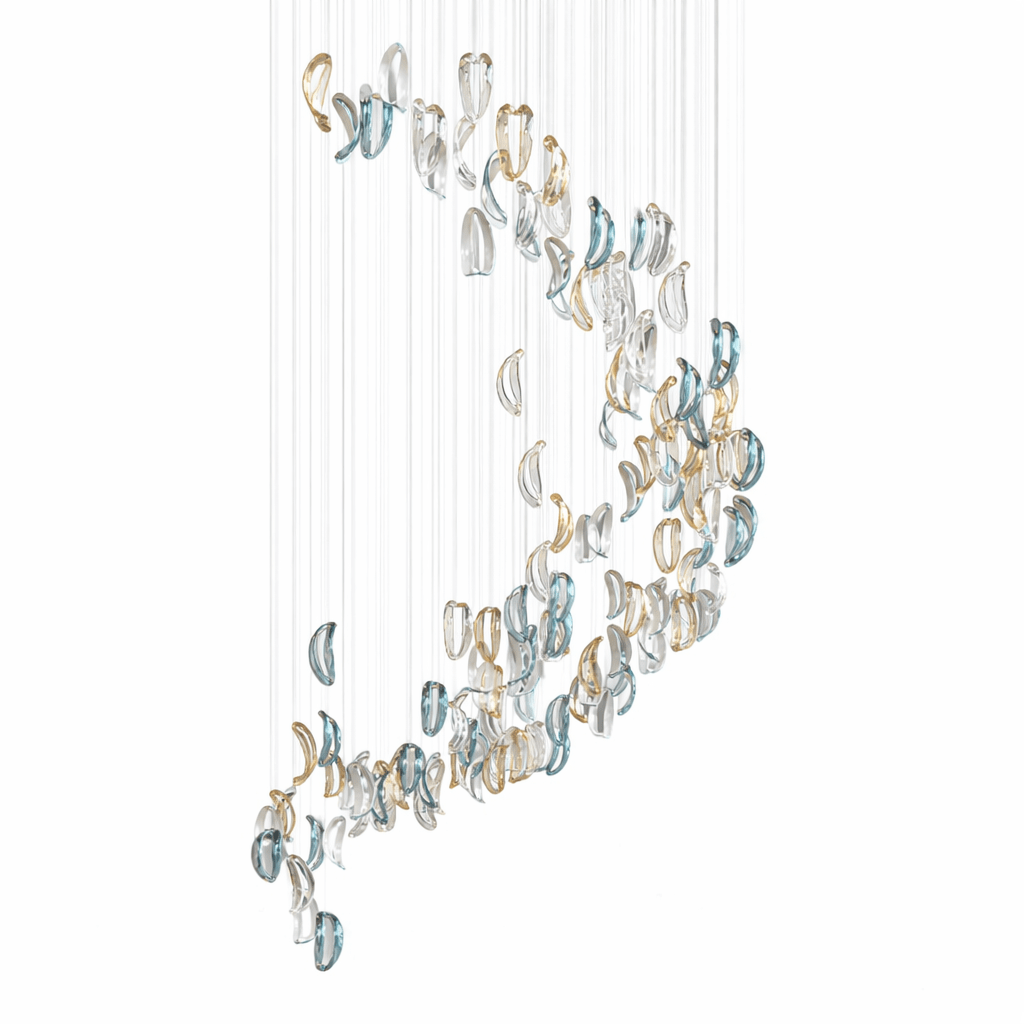 Aqua Ripple Glass Art Customize Chandelier
