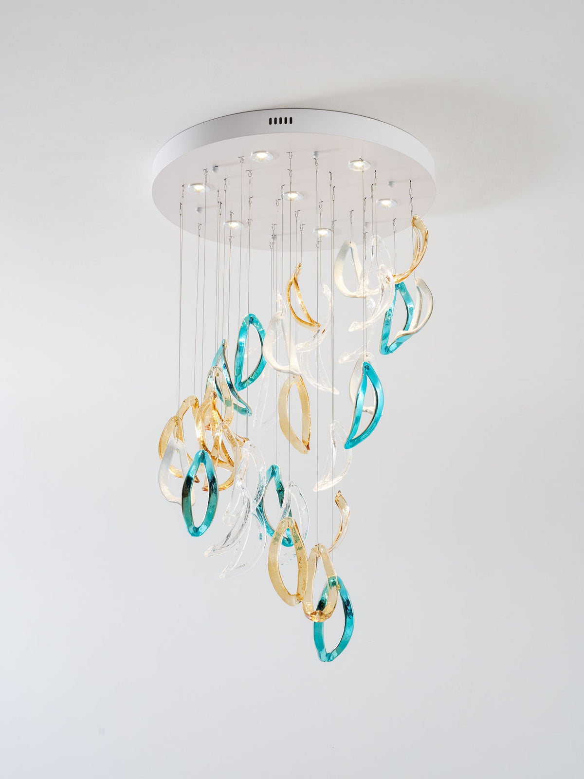 Aqua Ripple Glass Art Customize Chandelier