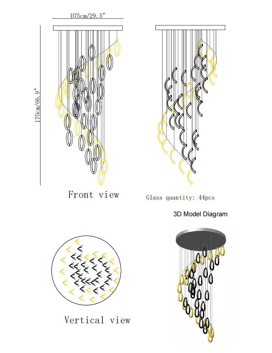 Aqua Ripple Glass Art Customize Chandelier