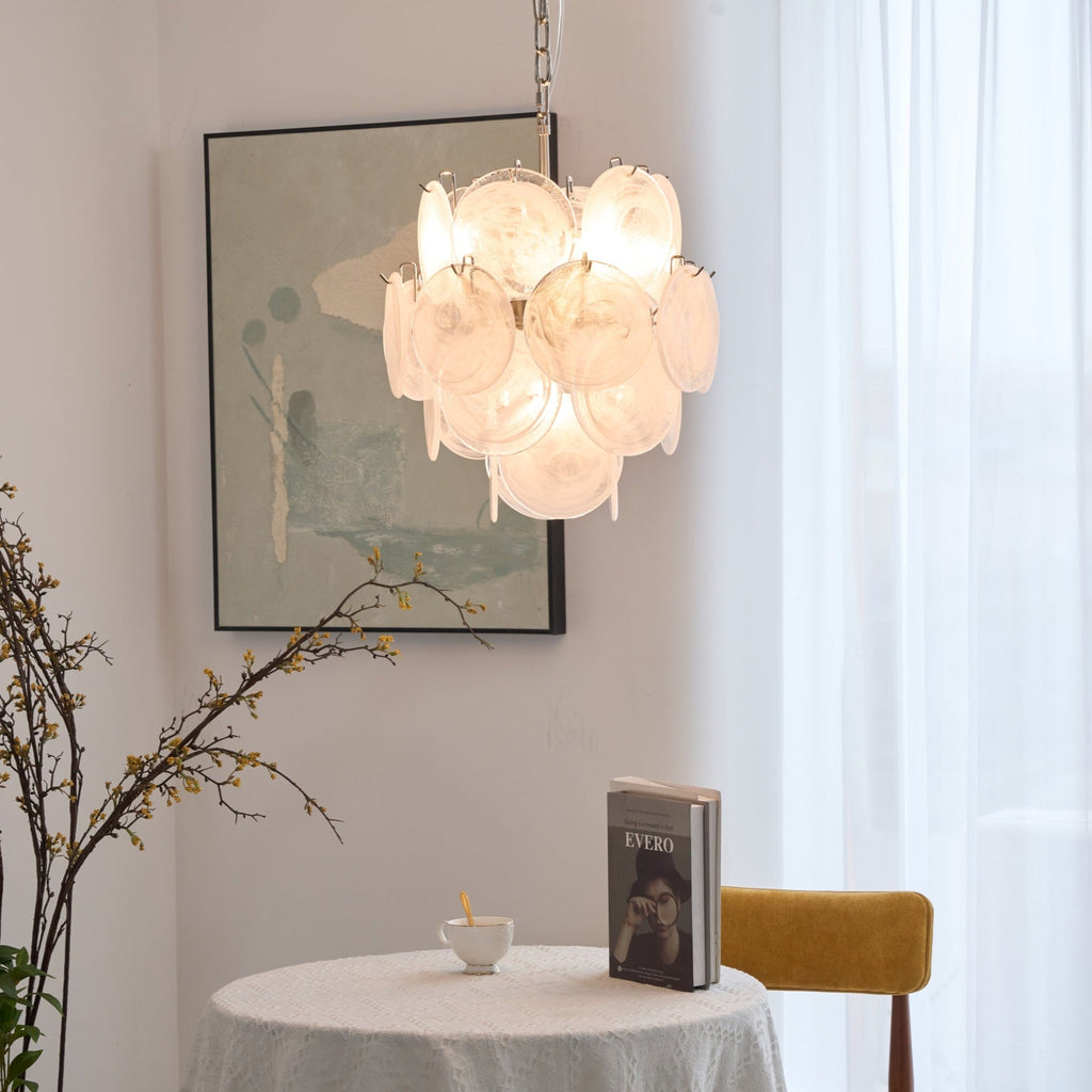 Aqua White Glass Murano Chandelier