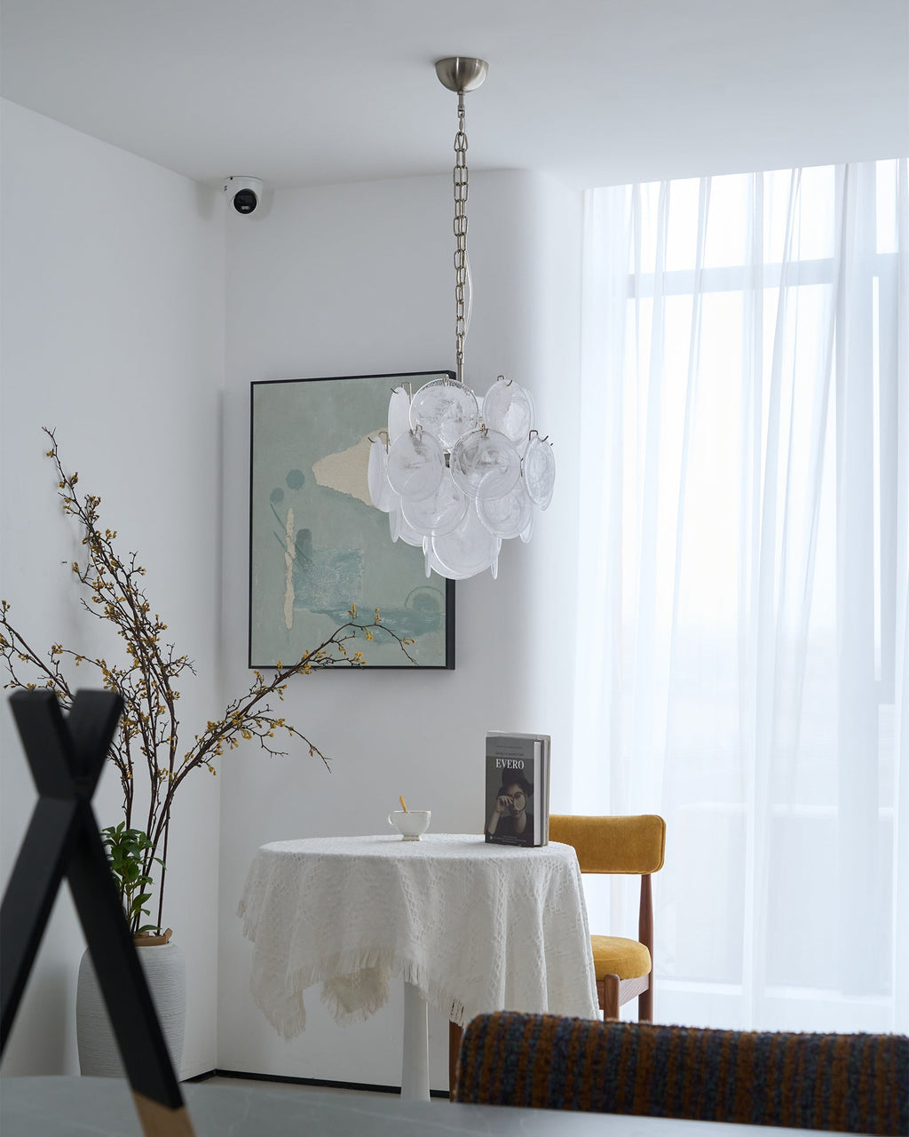 Aqua White Glass Murano Chandelier
