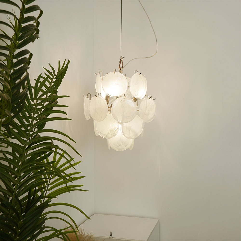 Aqua White Glass Murano Chandelier